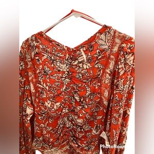 Free People Blouse … Fun Orange,Black and White print XL